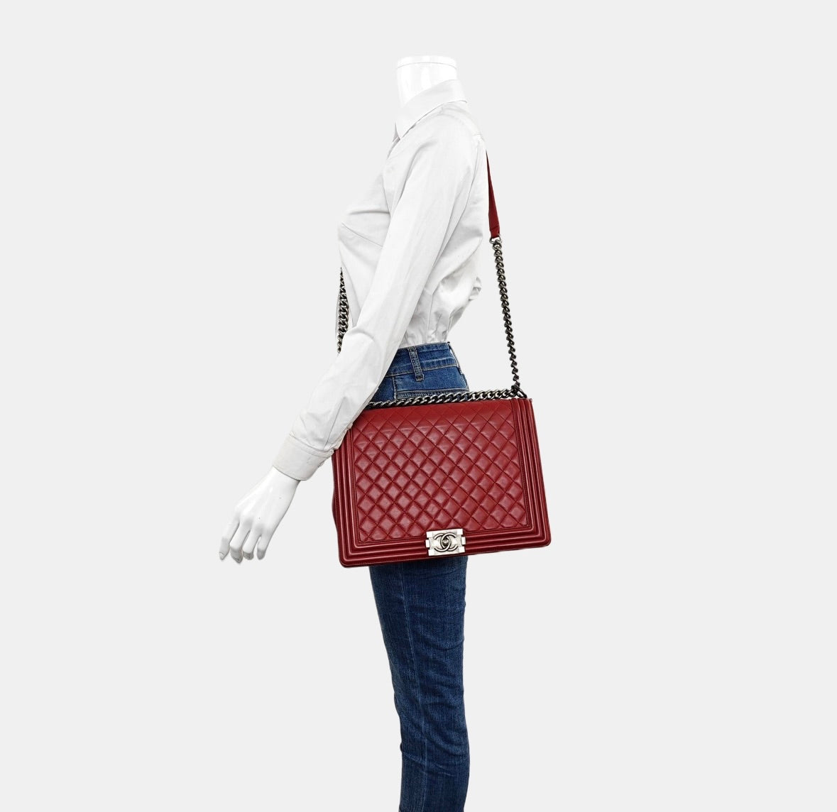 Chanel - Boy - Leather - Red - (large)