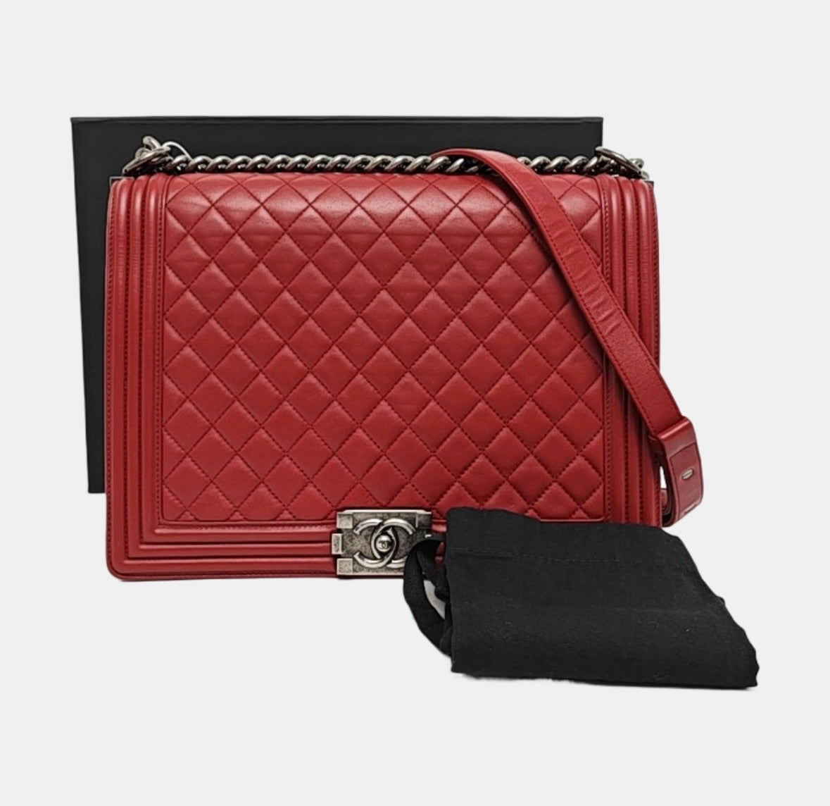 Chanel - Boy - Leather - Red - (large)