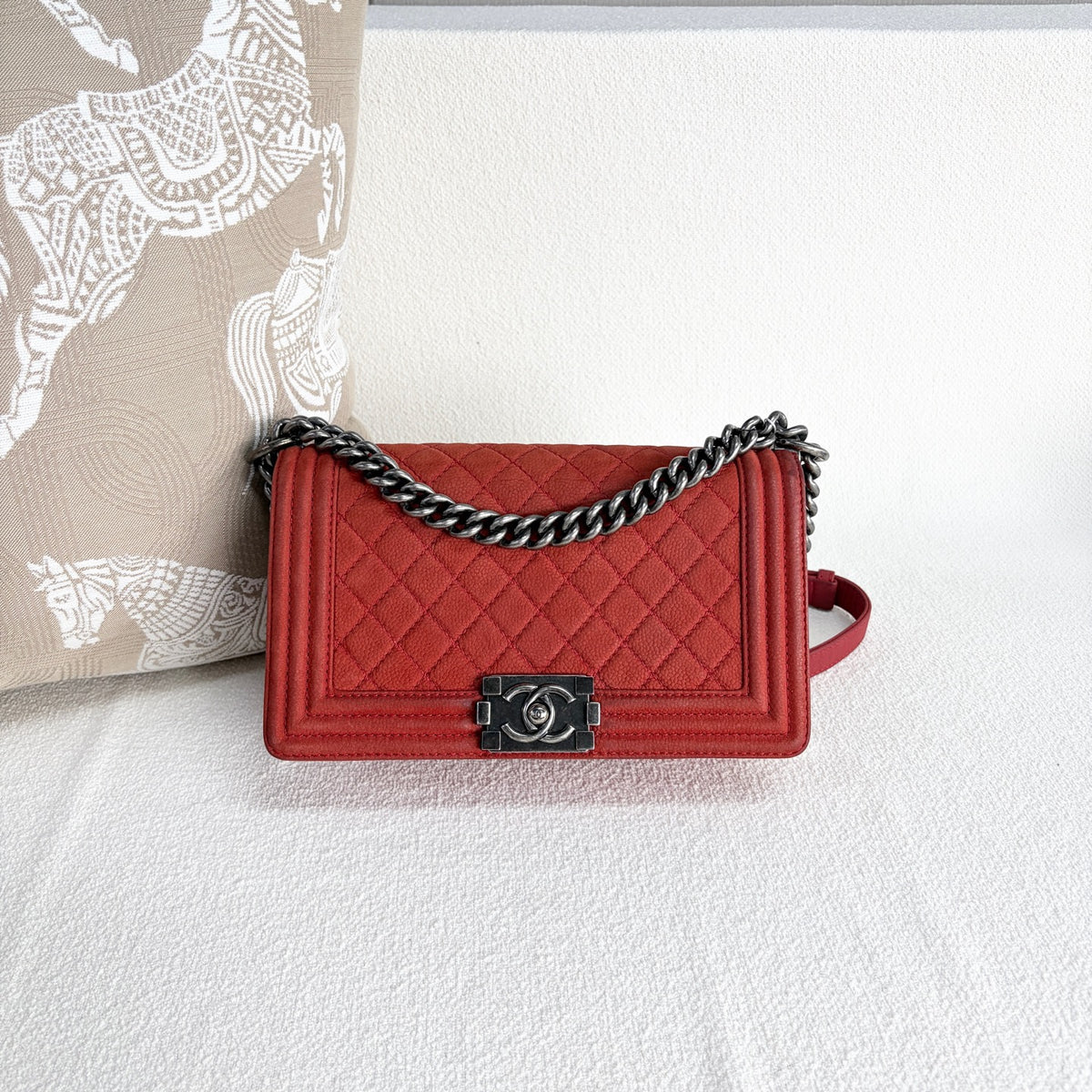 Chanel - Boy - Leather - Red - (medium)