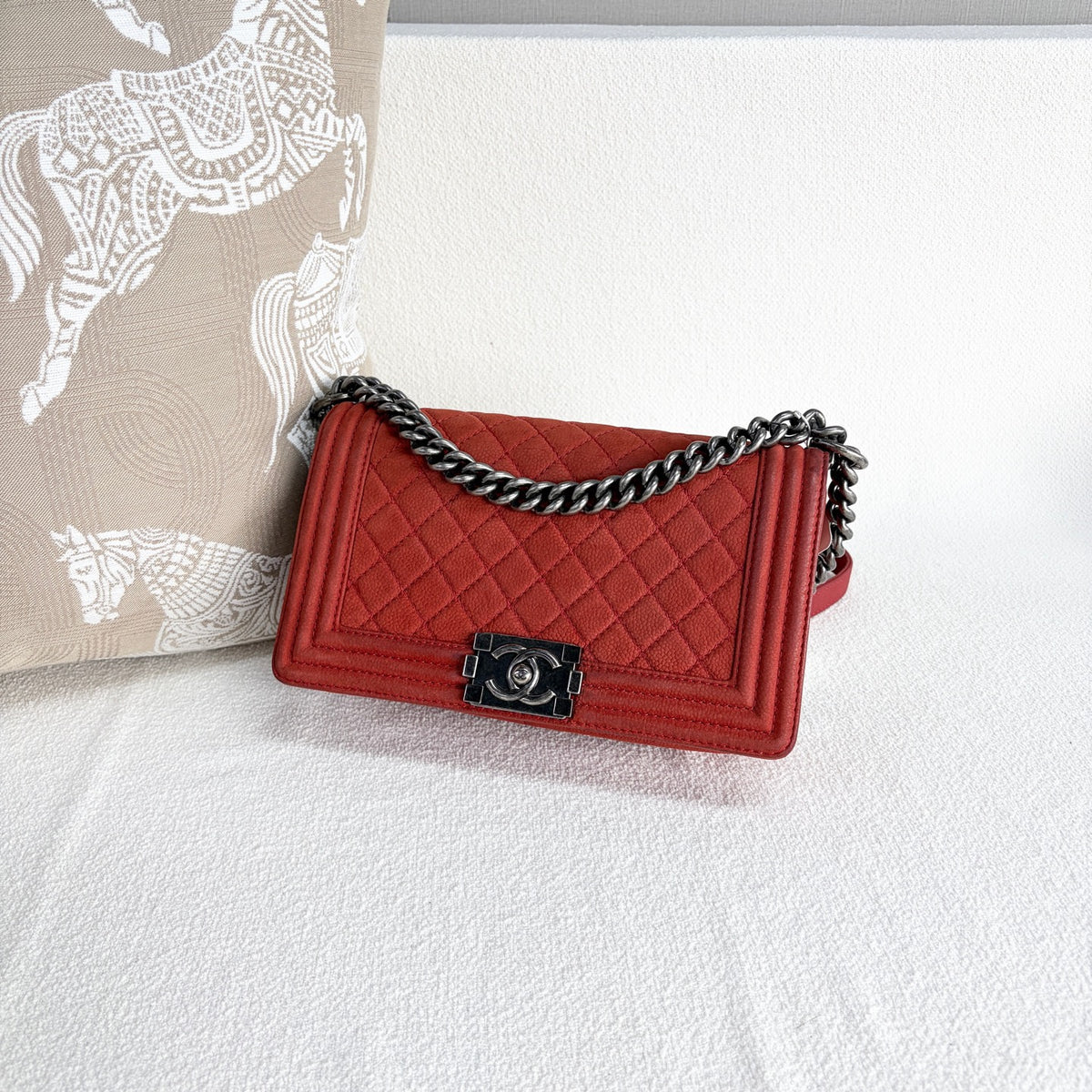 Chanel - Boy - Leather - Red - (medium)