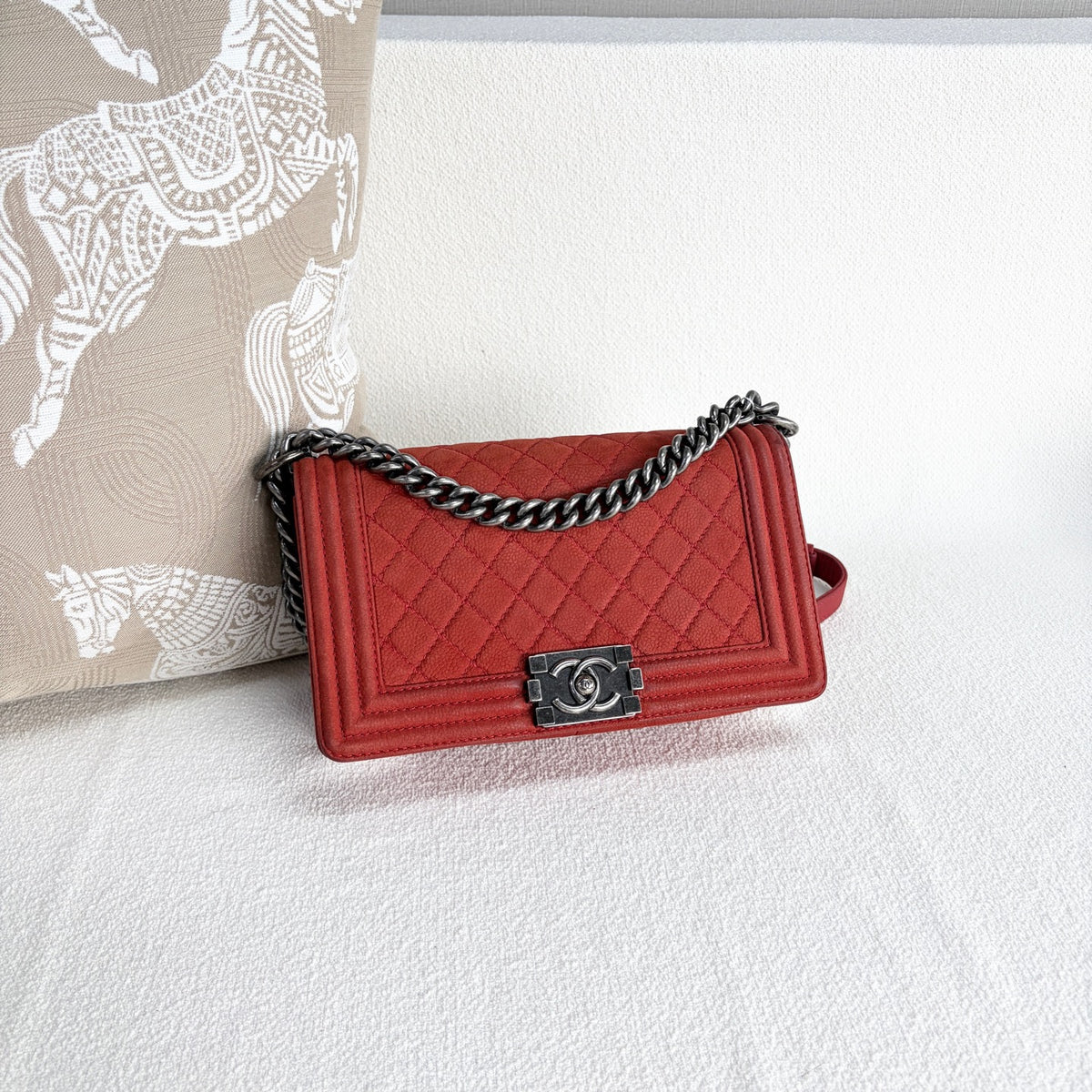 Chanel - Boy - Leather - Red - (medium)