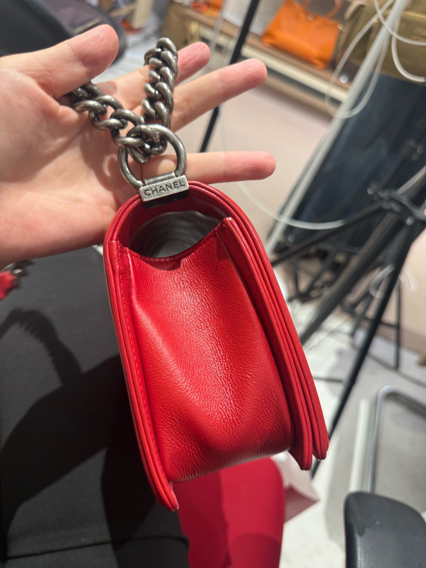 Chanel - Boy - Leather - Red - (medium)