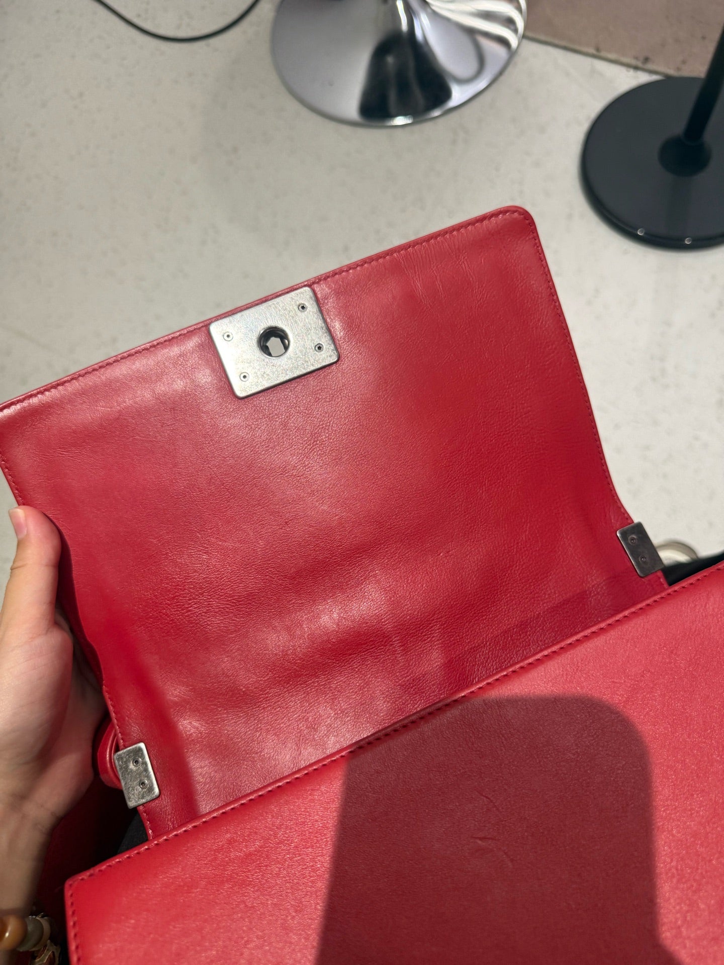 Chanel - Boy - Leather - Red - (medium)
