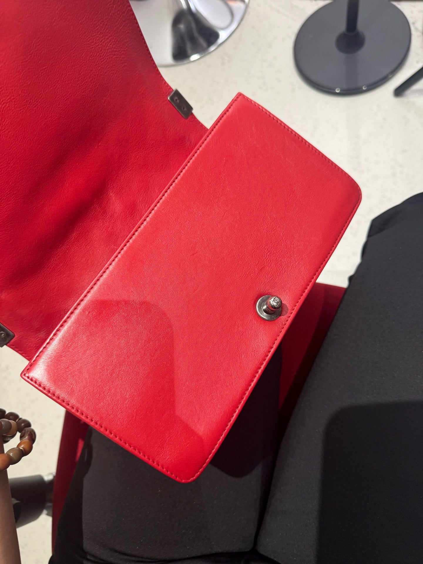 Chanel - Boy - Leather - Red - (medium)
