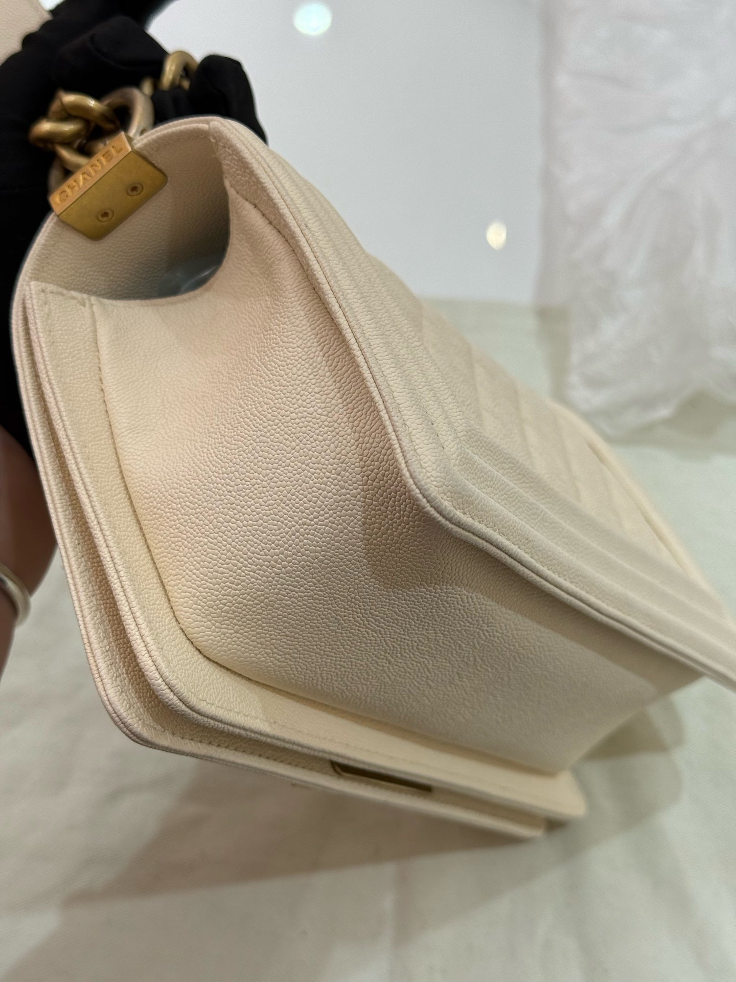 Chanel - Boy - Leather - White - (small)