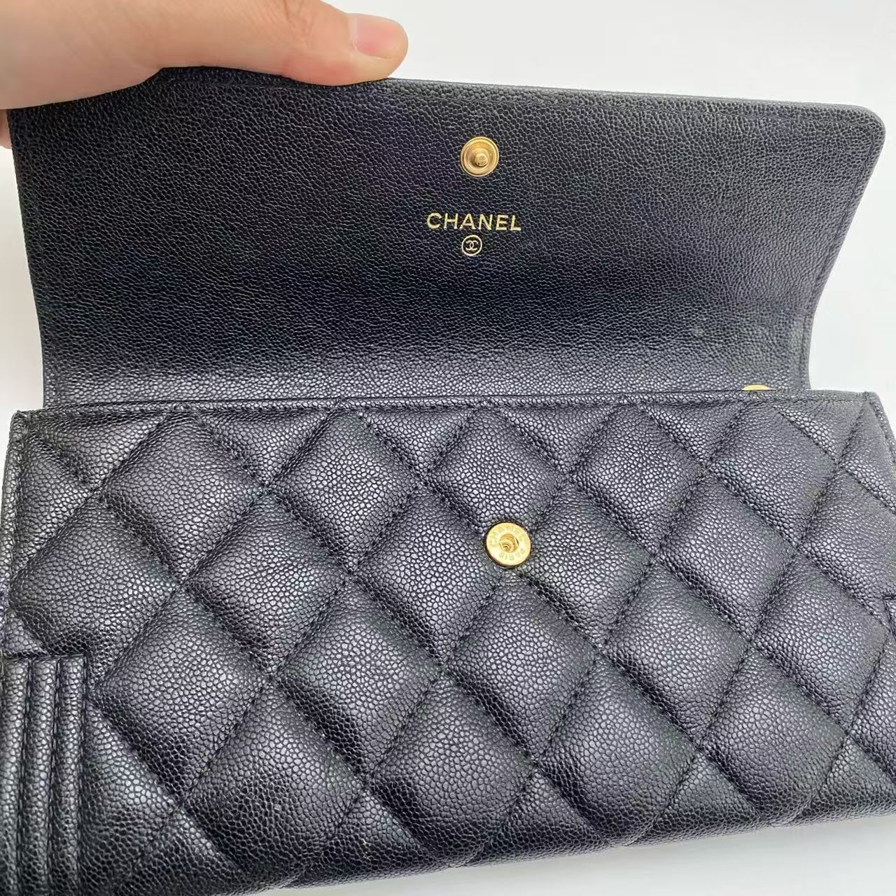 Chanel - Boy Long Wallet - Grained calfskin leather - Black with Gold-Tone Hardware - (Other)