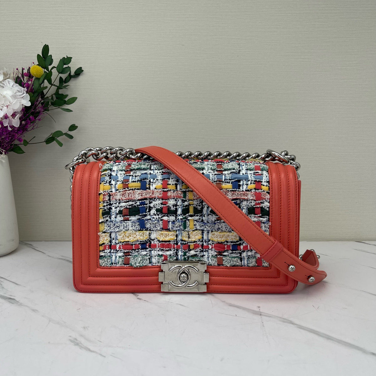 Chanel - Boy Medium - Tweed - Orange - (medium)