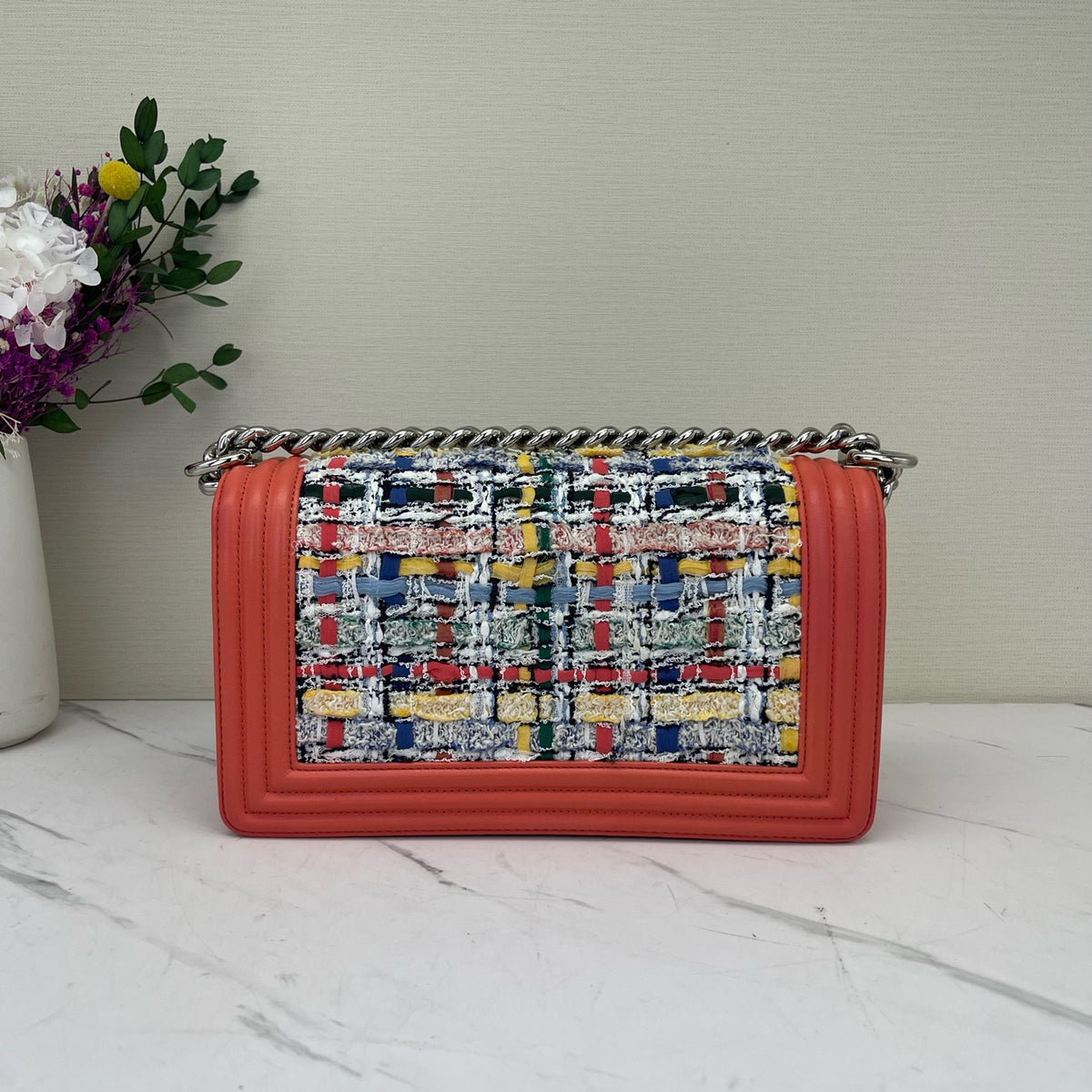 Chanel - Boy Medium - Tweed - Orange - (medium)