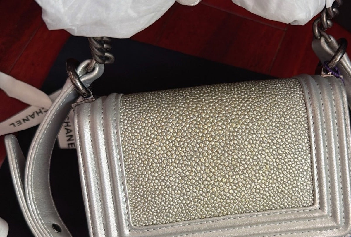 Chanel - Boy Mini - Exotic leathers - Stingray - Silver - (Mini)