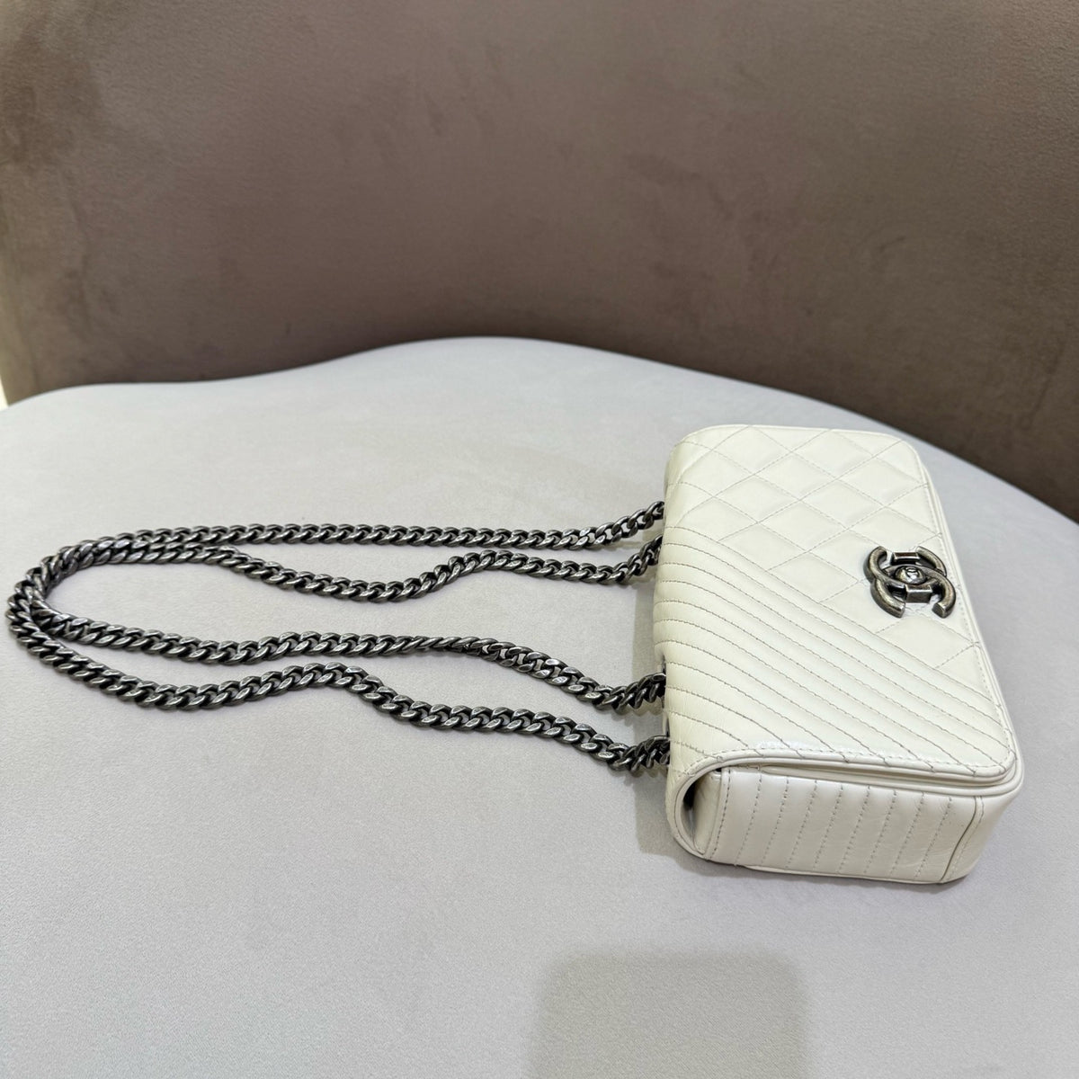 Chanel - Boy Small - Leather - White - (small)