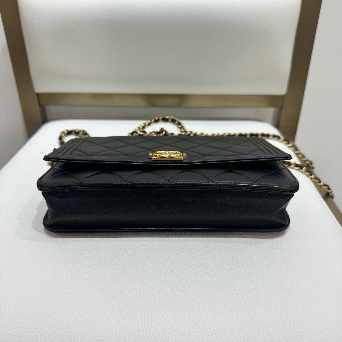 Chanel - Boy Wallet on Chain - Leather - Black - (Small)
