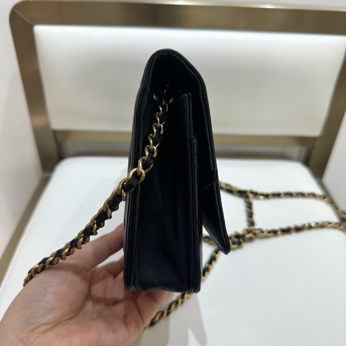 Chanel - Boy Wallet on Chain - Leather - Black - (Small)
