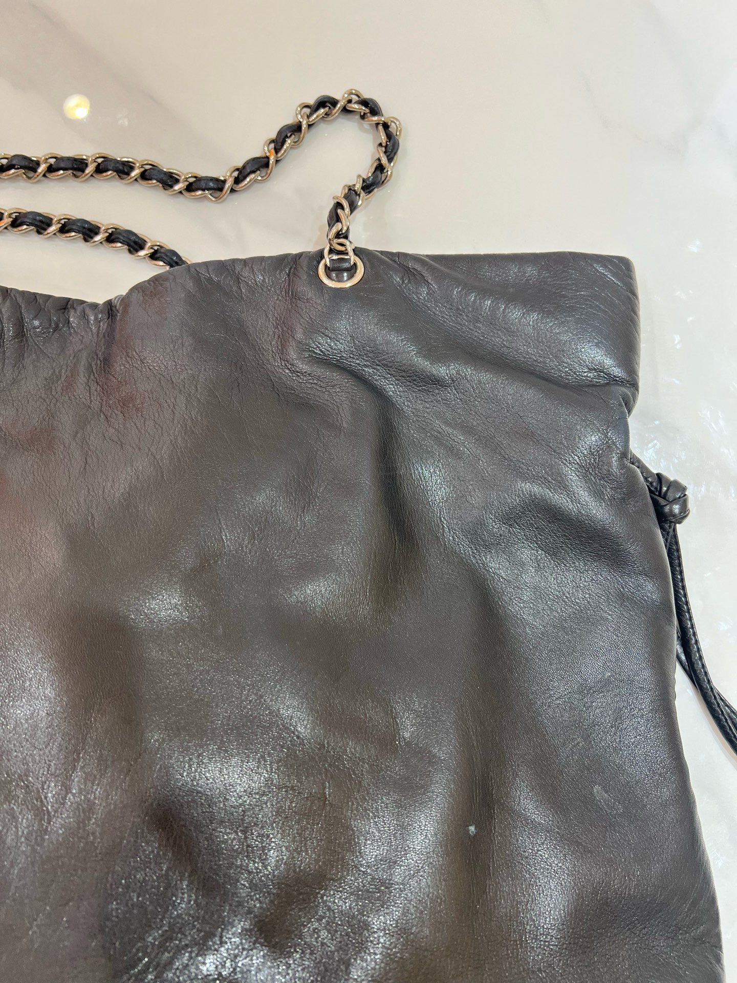 Chanel - Broken Mirror Patchwork Large Logo Tote - Leather - Black - (Large)