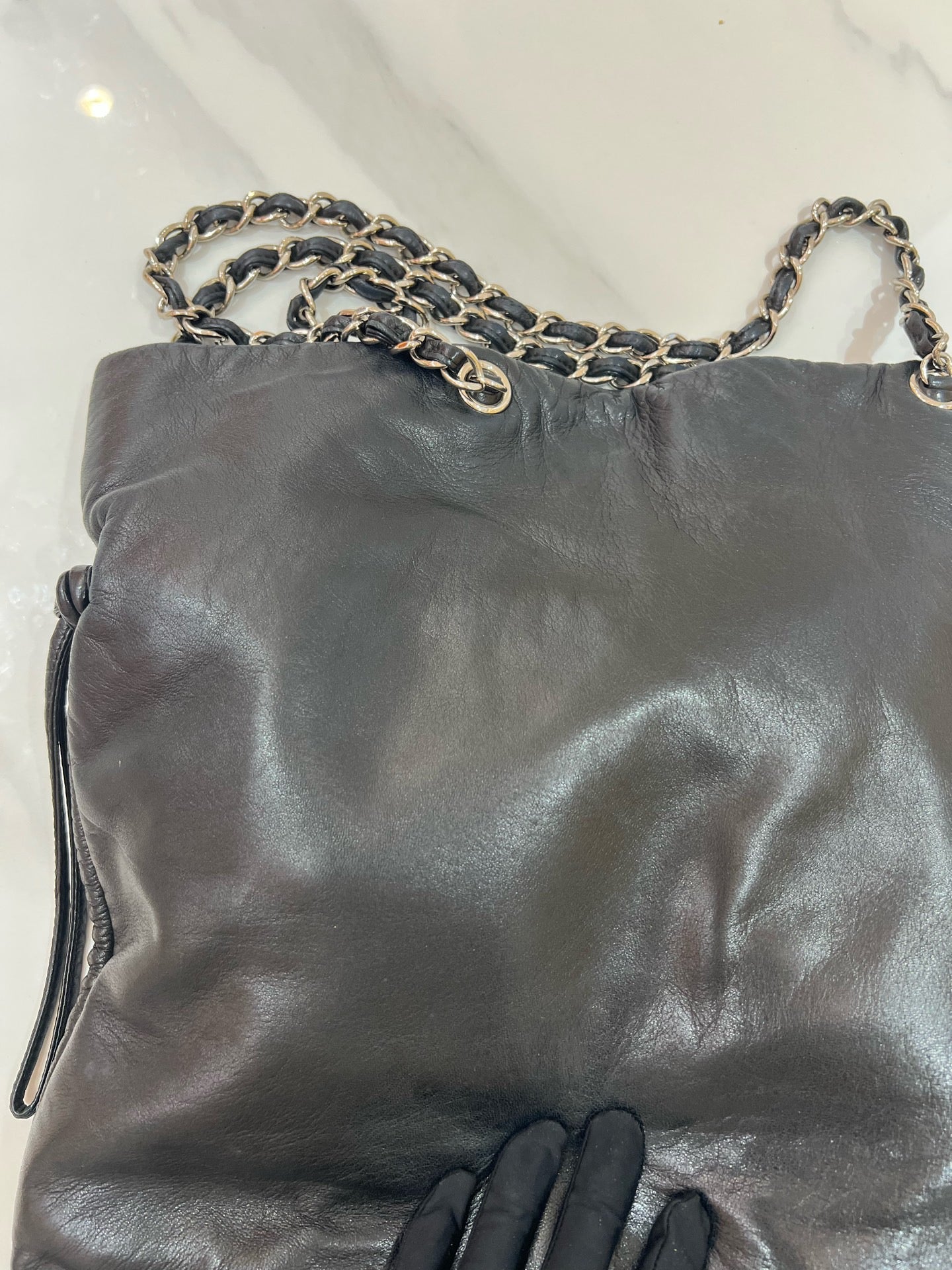 Chanel - Broken Mirror Patchwork Large Logo Tote - Leather - Black - (Large)