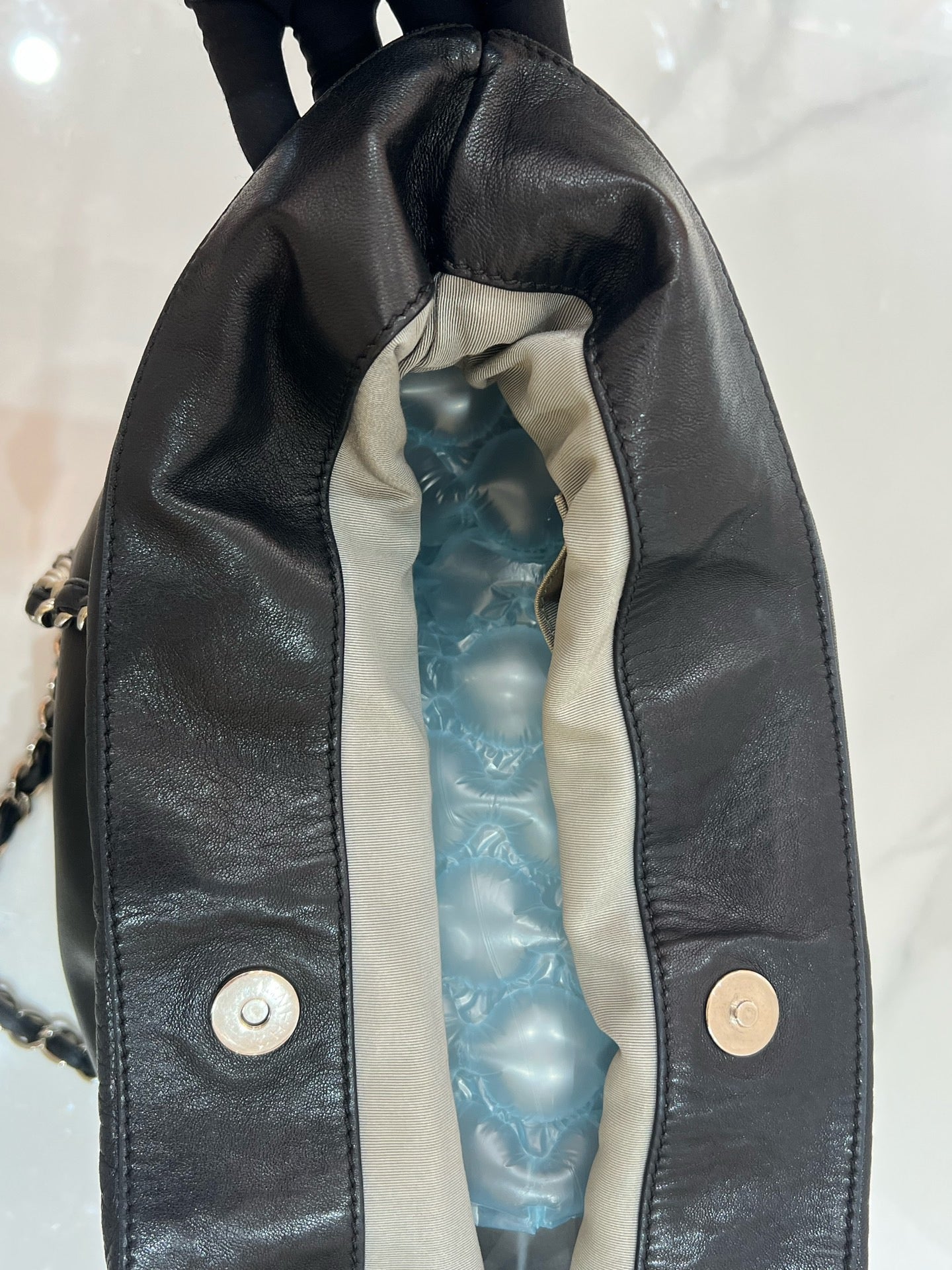 Chanel - Broken Mirror Patchwork Large Logo Tote - Leather - Black - (Large)