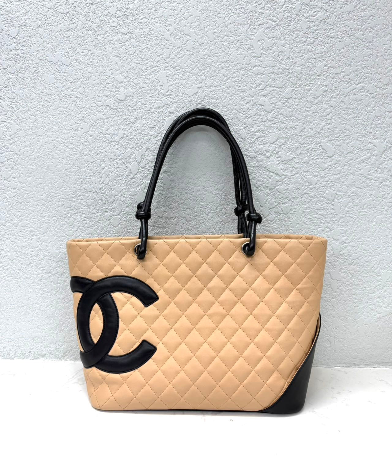 Chanel - Cambon Tote - Lambskin leather - Beige and Black - (Large)