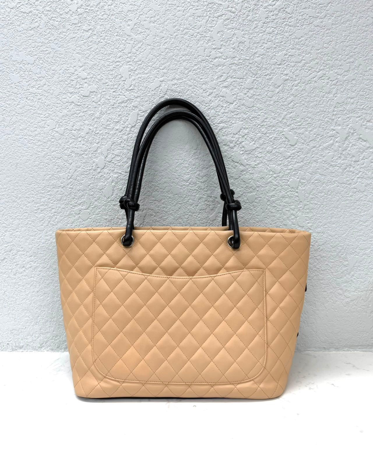 Chanel - Cambon Tote - Lambskin leather - Beige and Black - (Large)