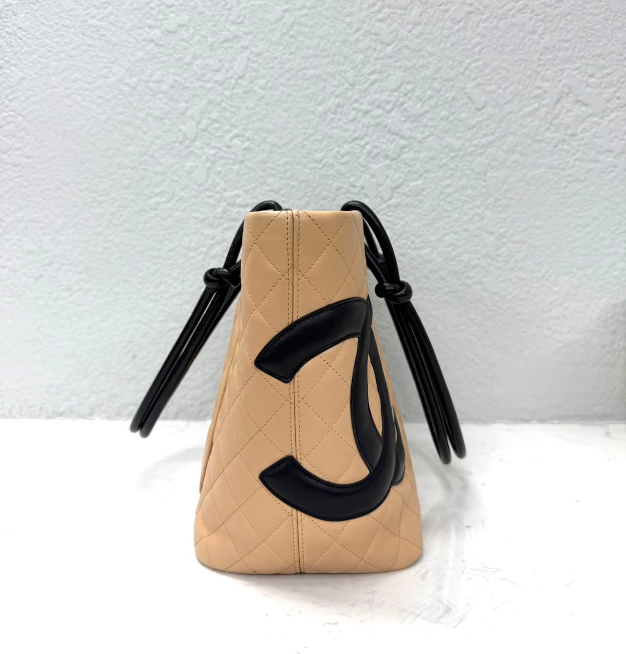 Chanel - Cambon Tote - Lambskin leather - Beige and Black - (Large)