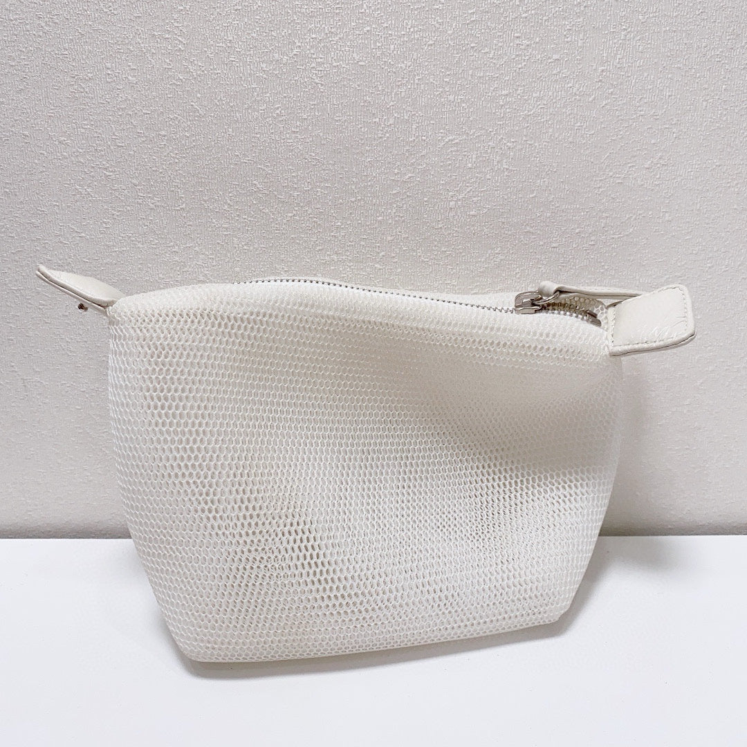 Chanel - Camellia & CC Print Transparent Bucket Bag - Vinyl and Leather - Blue with White Accents - (mini)