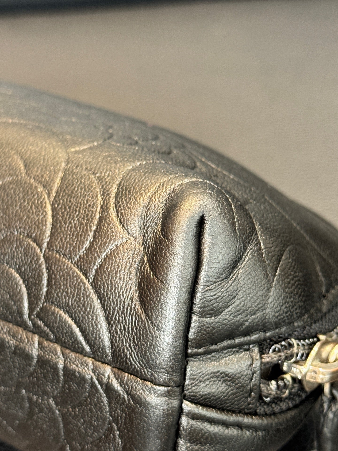 Chanel - Camellia Cosmetic Pouch - Leather - Black - (mini)