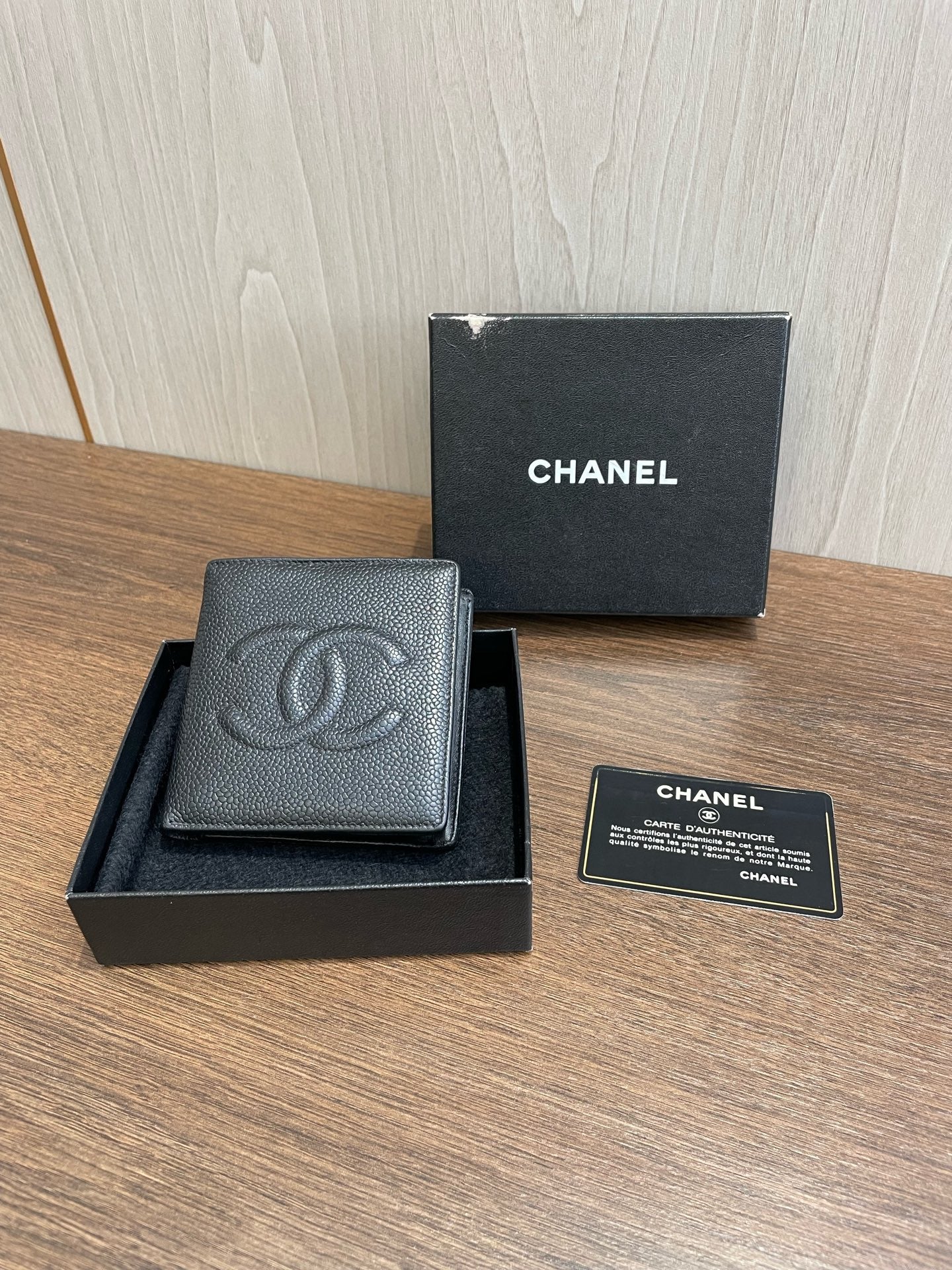 Chanel - CC Bifold Wallet - Leather - Black - (mini)