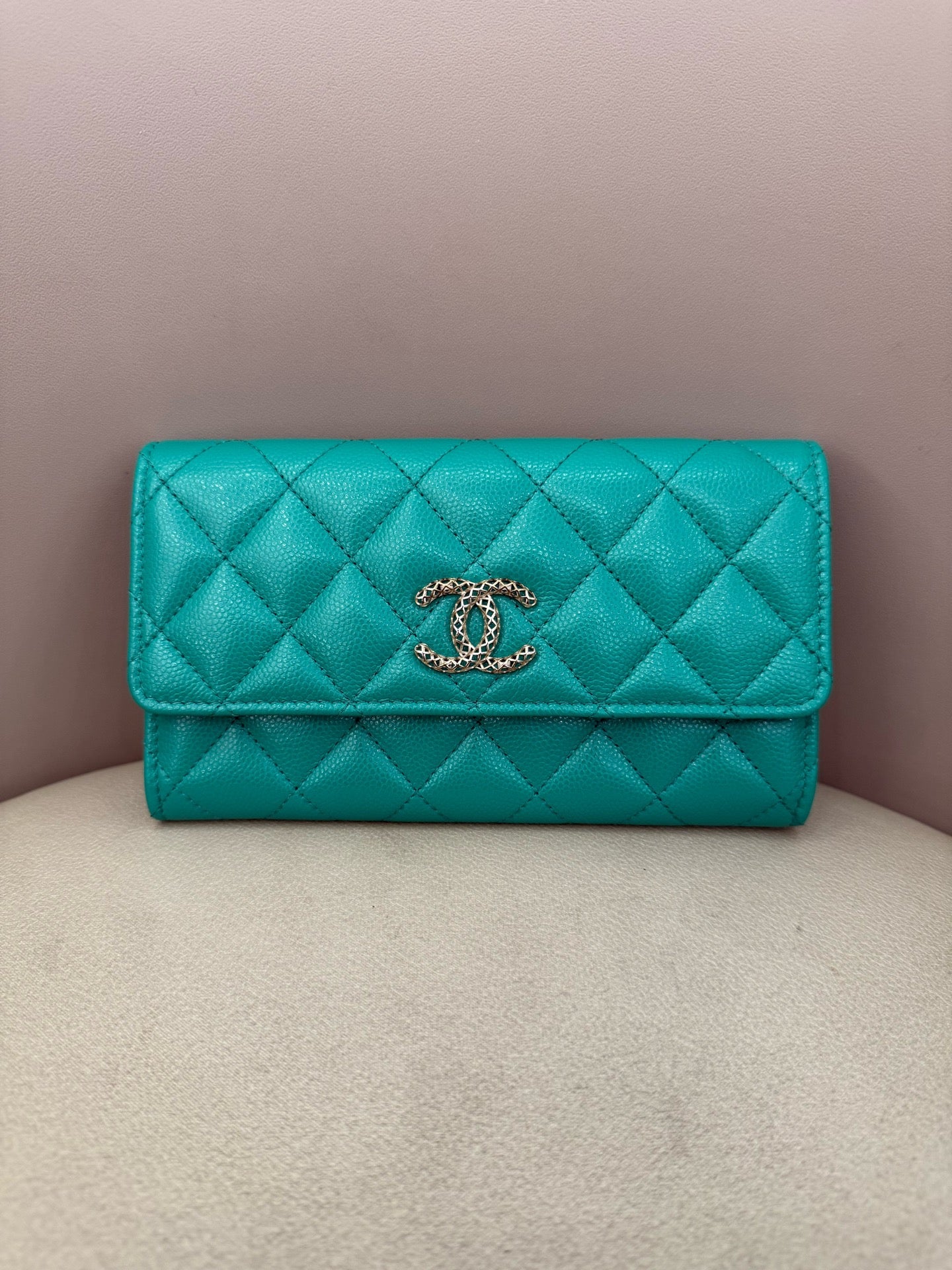 Chanel - CC Long Wallet - Leather - Green - (small)