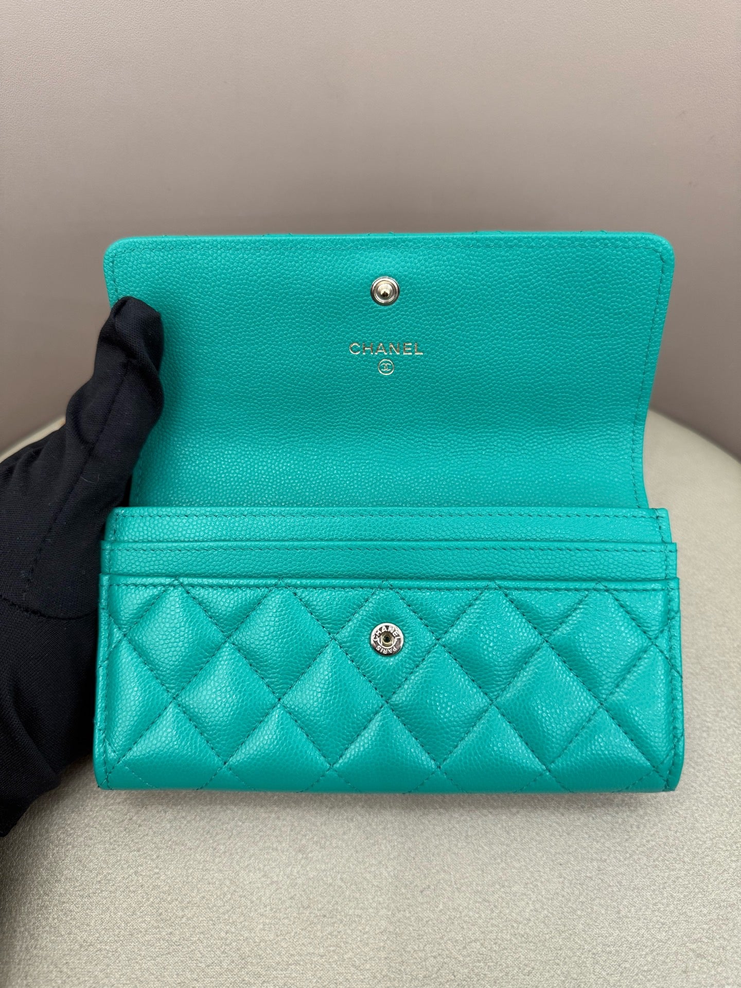 Chanel - CC Long Wallet - Leather - Green - (small)