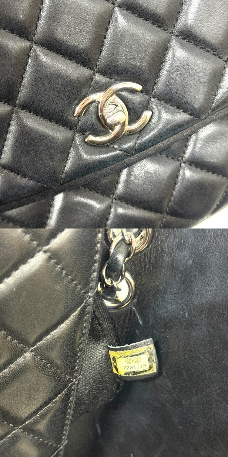 Chanel - CC Pumpkin Flap Bag - Leather - Black - (large)