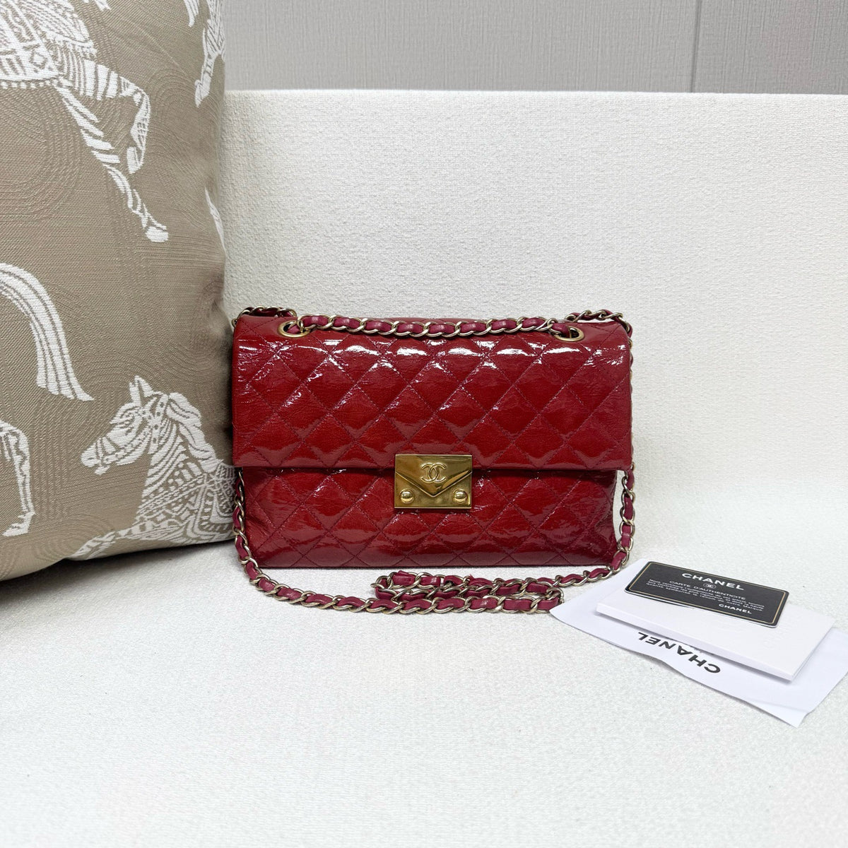 Chanel - CF Envelope Bag - Patent leather - Red - (medium)