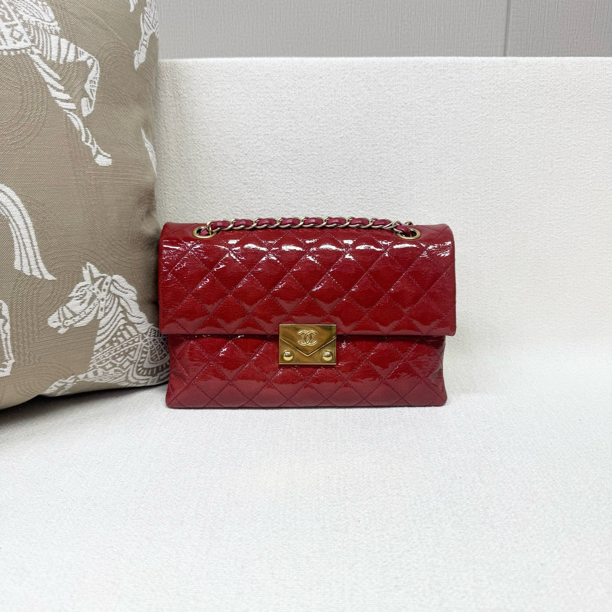 Chanel - CF Envelope Bag - Patent leather - Red - (medium)