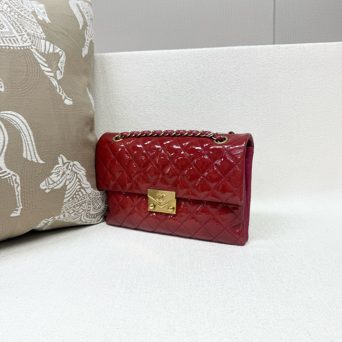 Chanel - CF Envelope Bag - Patent leather - Red - (medium)