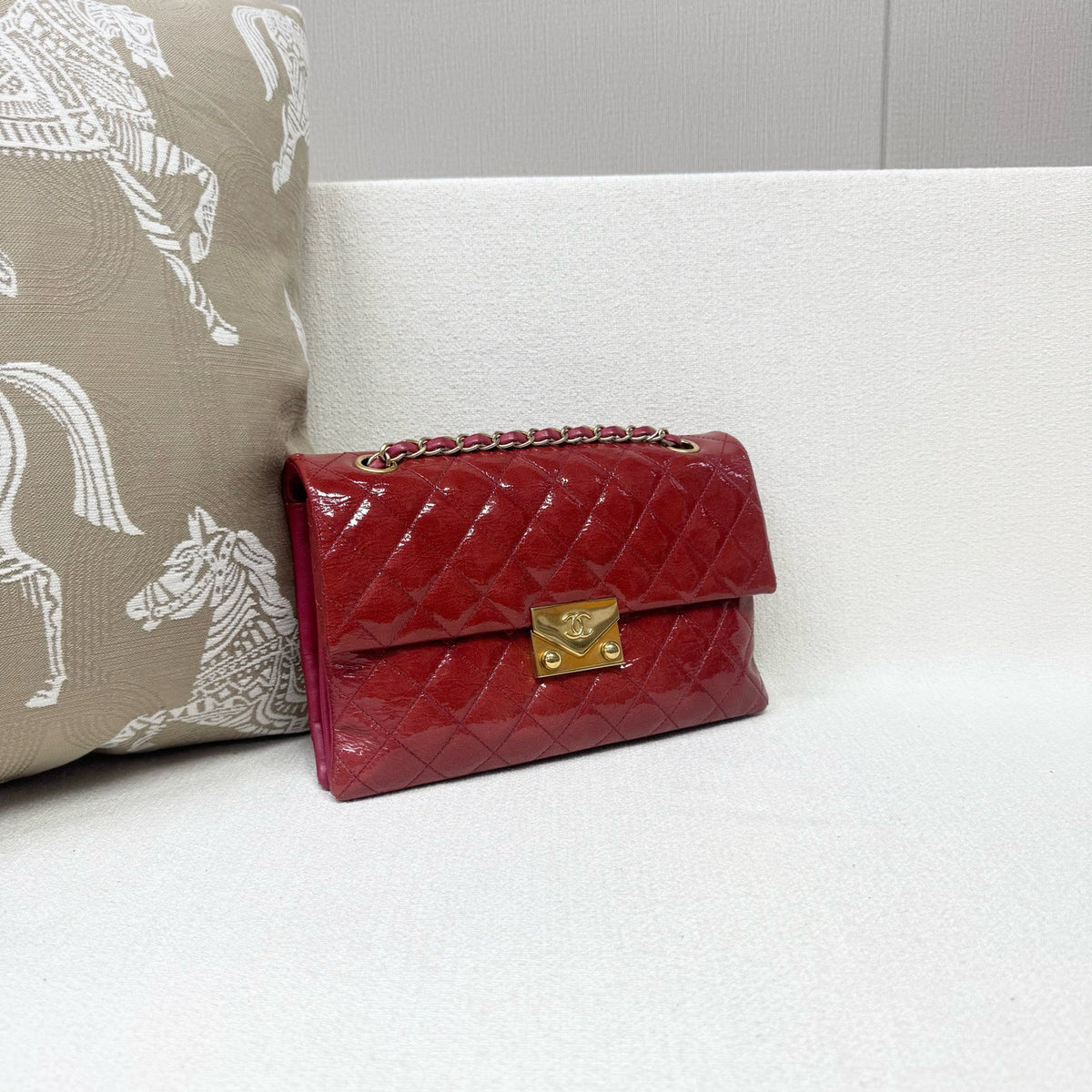 Chanel - CF Envelope Bag - Patent leather - Red - (medium)