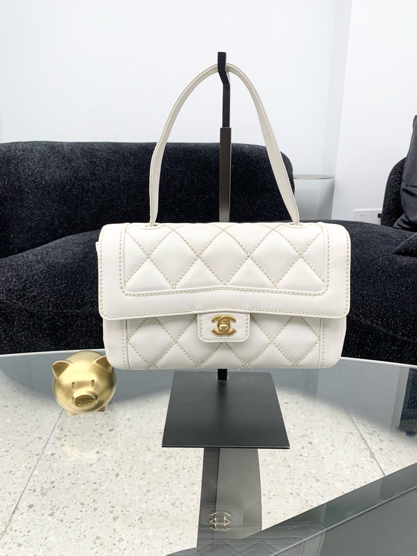 Chanel - CF Flap Bag - Calfskin - White - (medium)