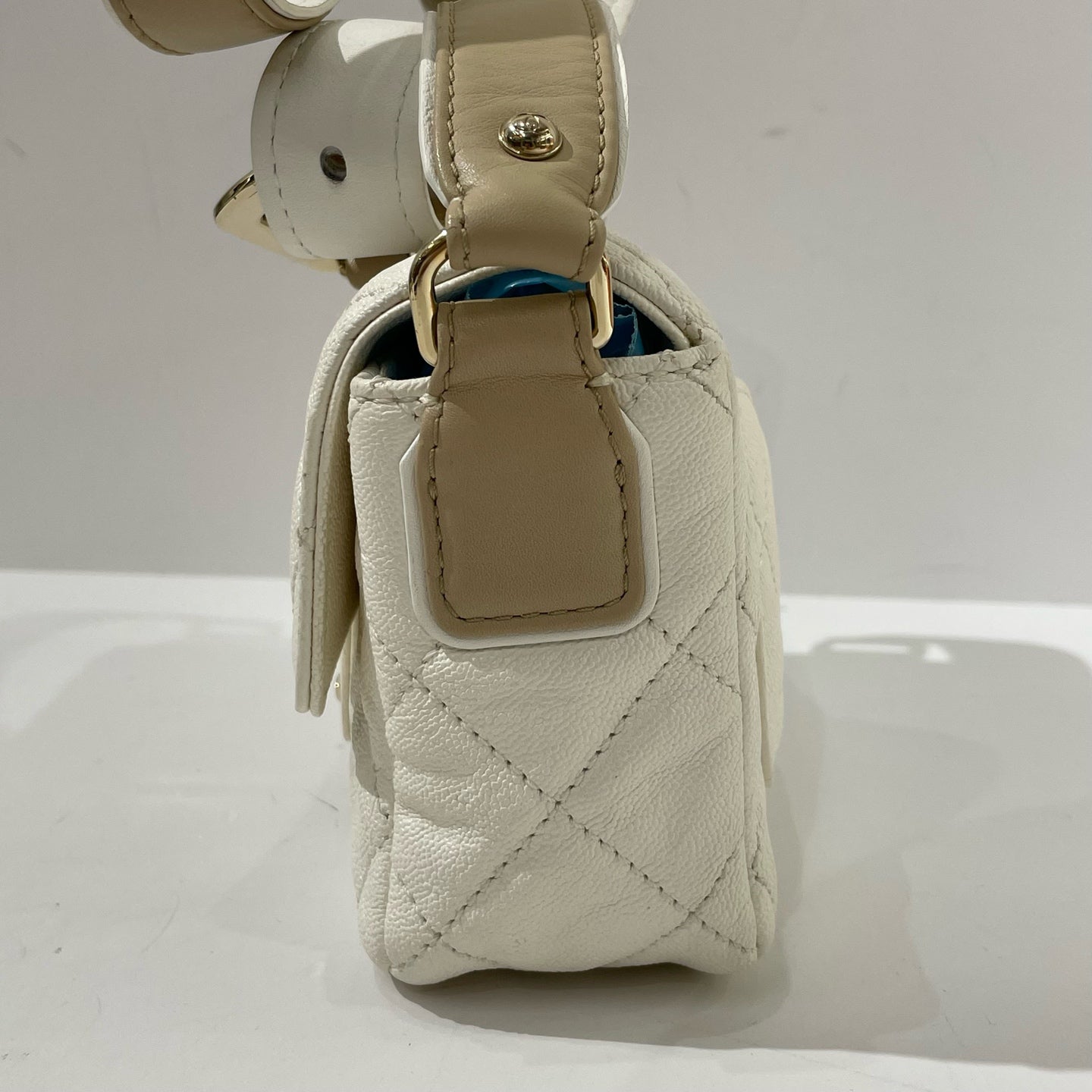Chanel - CF Large Mini - Grained calfskin leather - White - (mini)