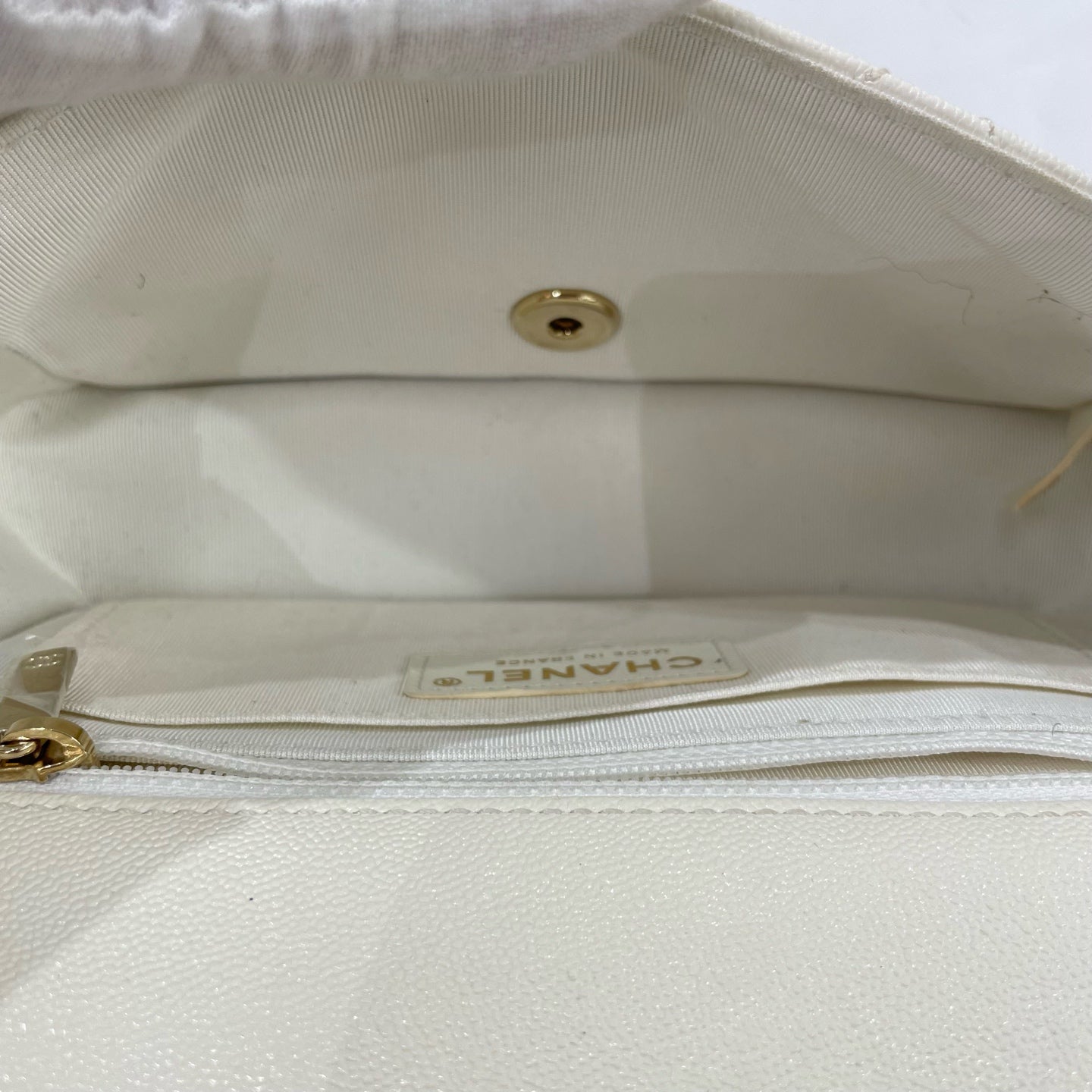 Chanel - CF Large Mini - Grained calfskin leather - White - (mini)