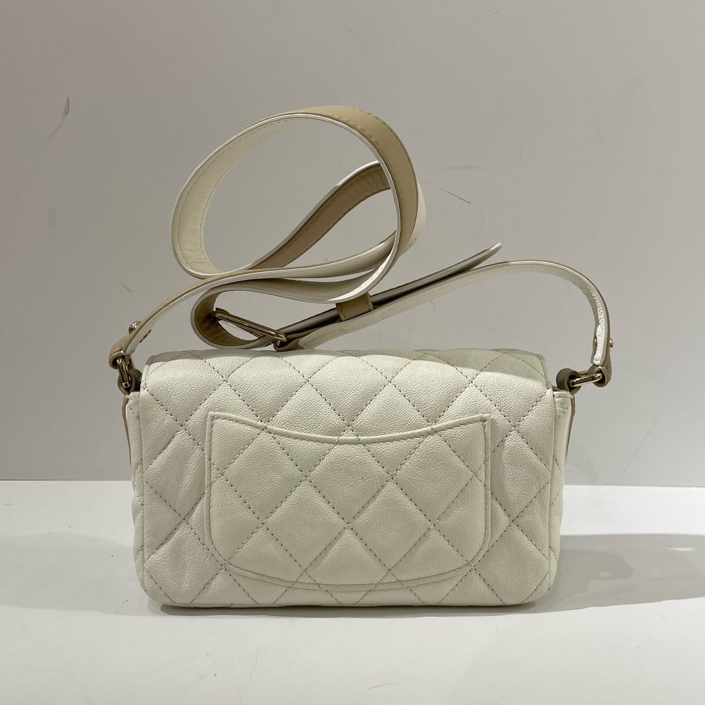 Chanel - CF Large Mini - Grained calfskin leather - White - (mini)