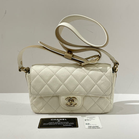 Chanel - CF Large Mini - Grained calfskin leather - White - (mini)