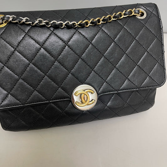 Chanel - CF - Leather - Black - (small)