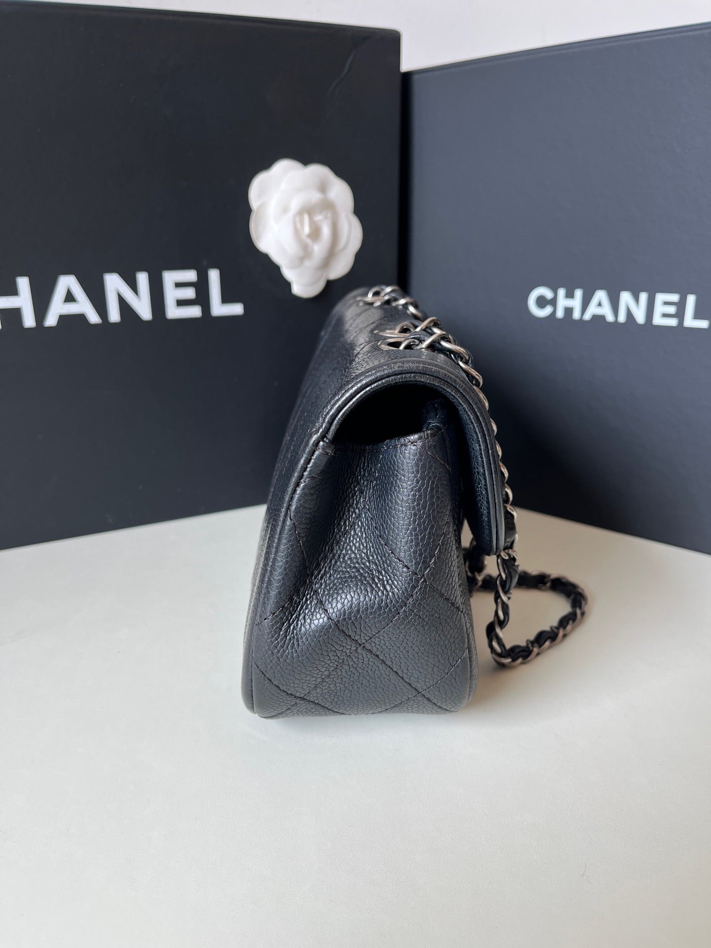 Chanel - CF - Leather - Black - (small)