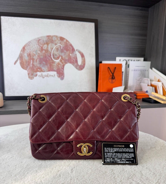 Chanel - CF - Leather - Burgundy - (medium)