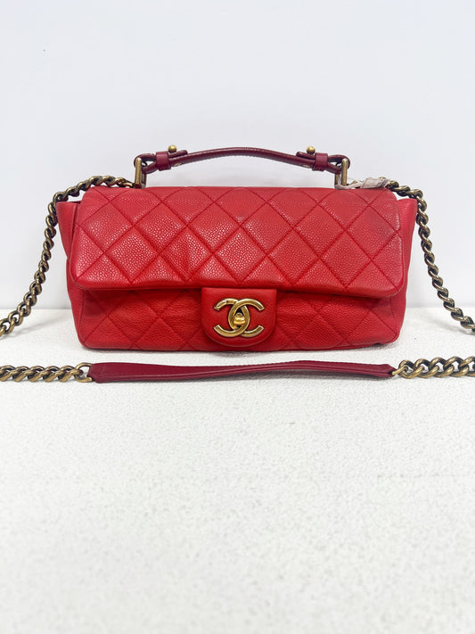 Chanel - CF Medium - Leather - Red - (medium)