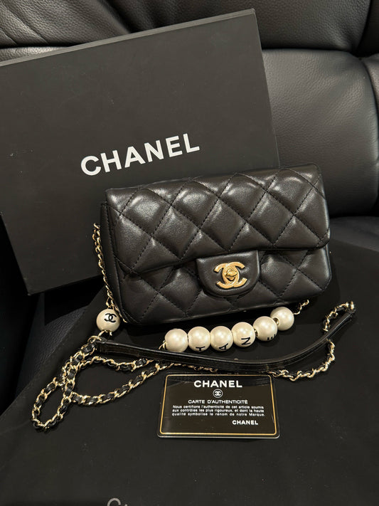 Chanel - CF mini - Leather - Black - (mini)