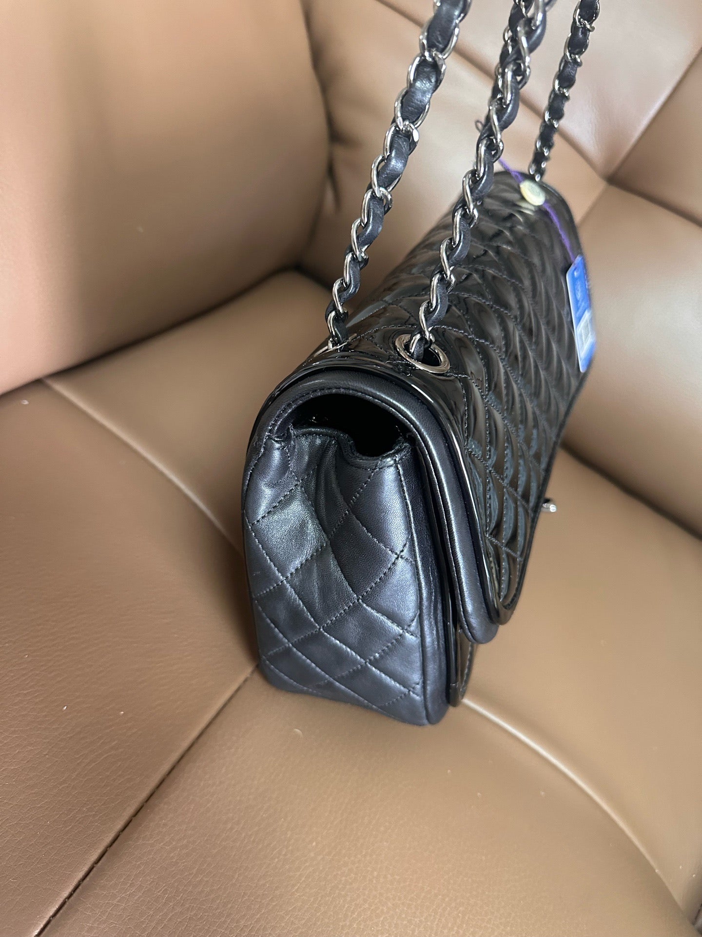 Chanel - CF - Patent leather - Black - (large)