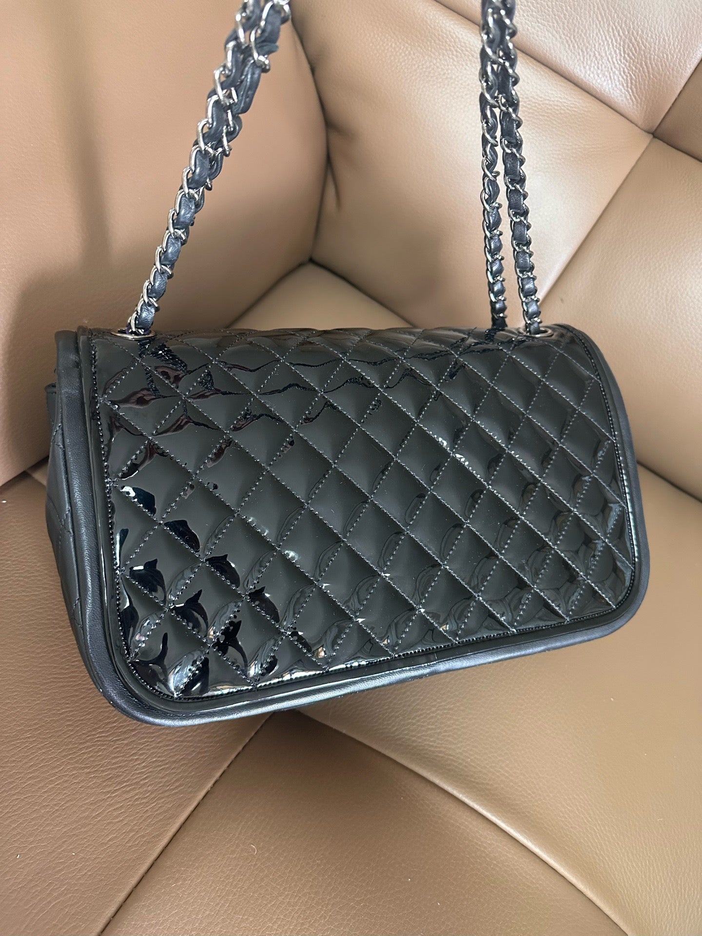 Chanel - CF - Patent leather - Black - (large)