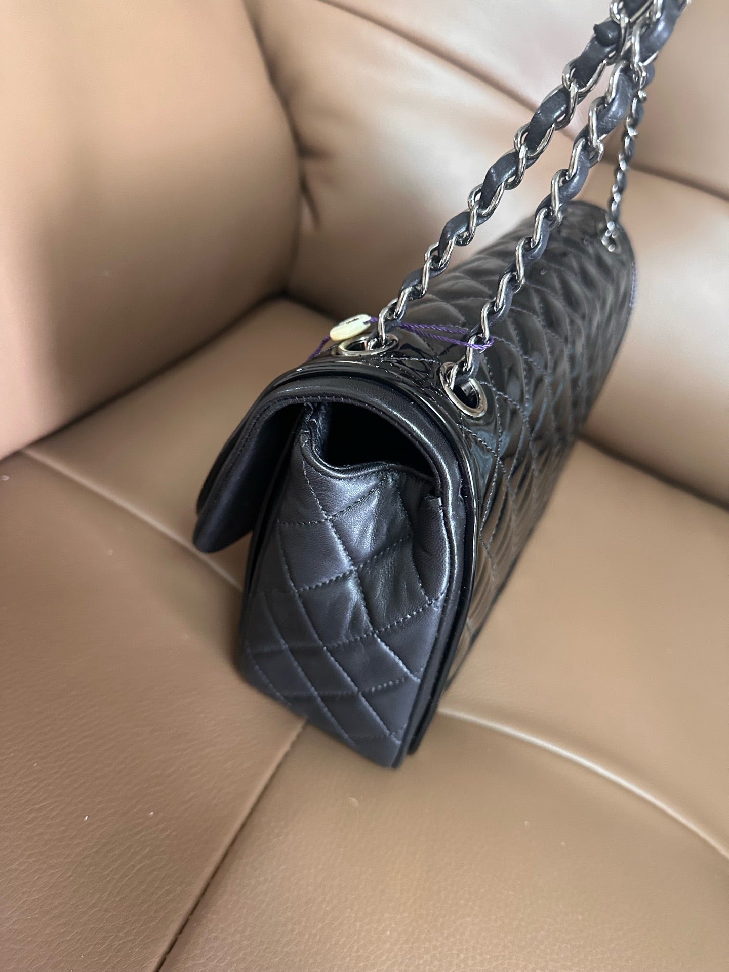 Chanel - CF - Patent leather - Black - (large)