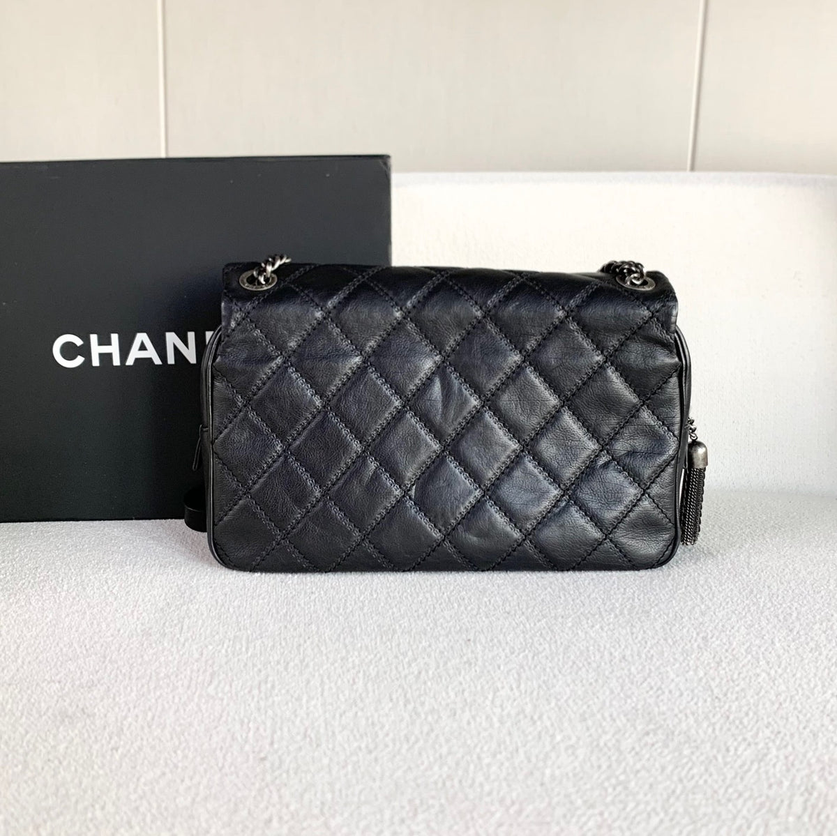Chanel - CF Series Edinburgh Flap Bag - Leather - Black - (medium)