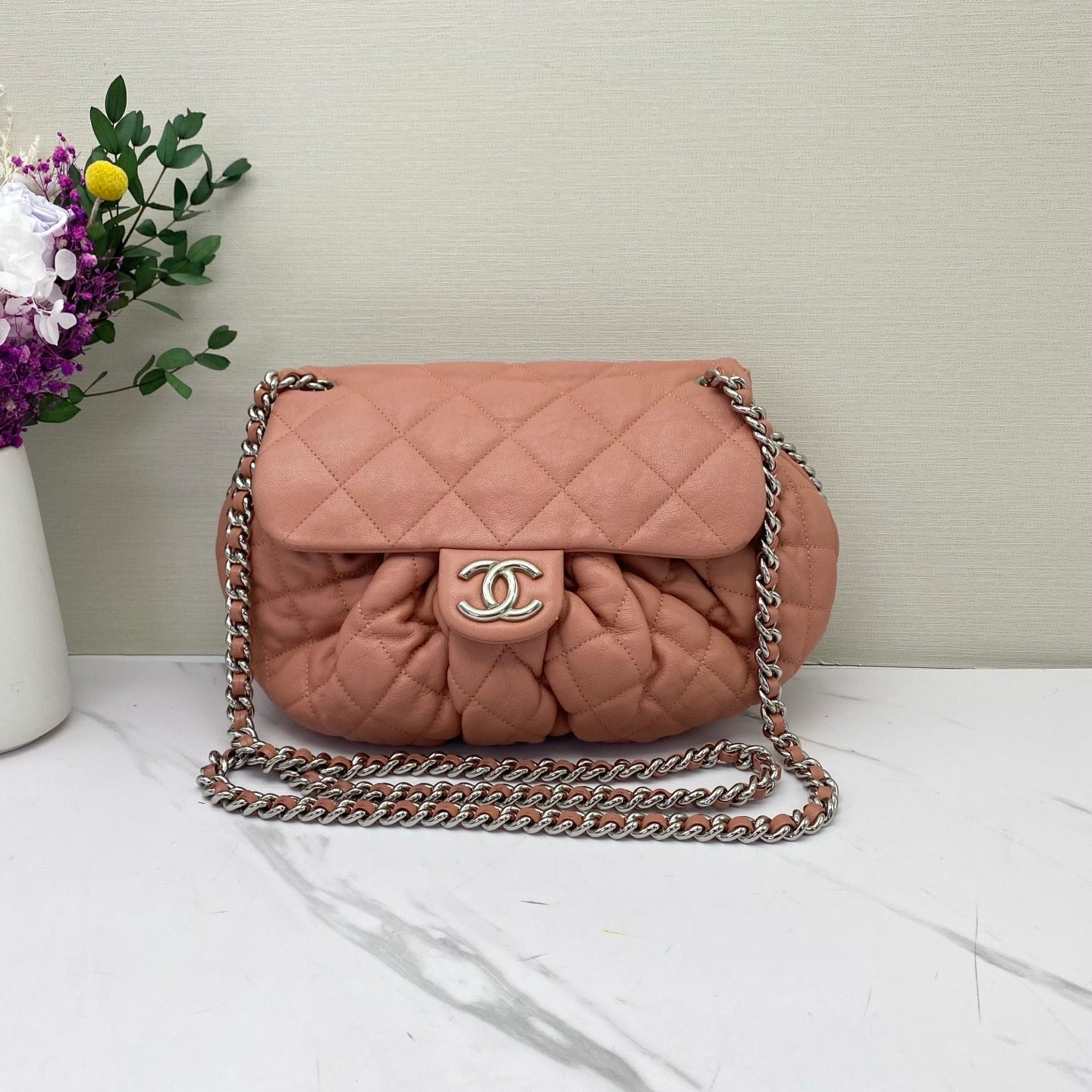 Chanel - Chain Around Pumpkin Bag - Lambskin leather - Pink - (medium)