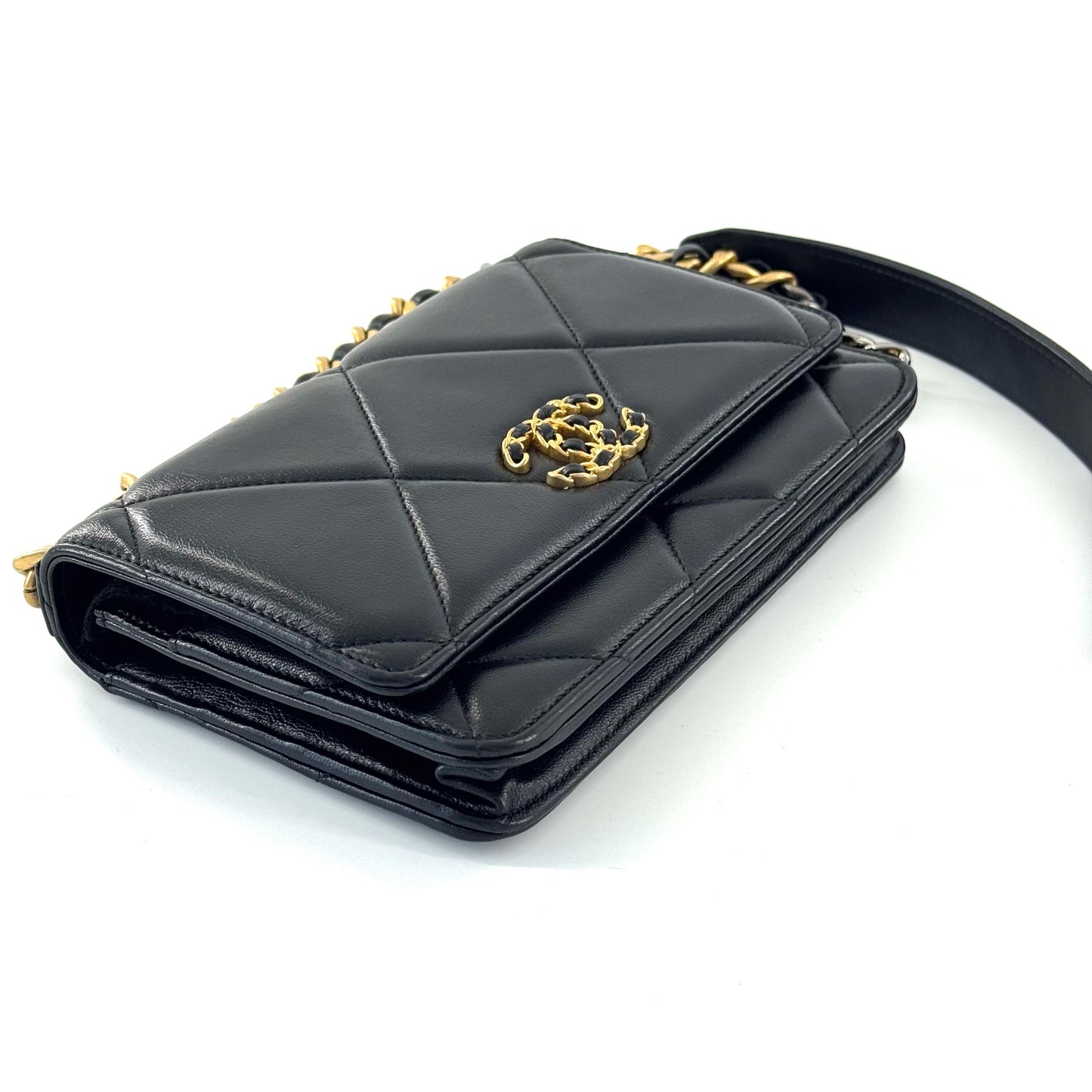 Chanel - Chanel 19 Wallet on Chain (WOC) 22P - Lambskin leather - Black - (mini)