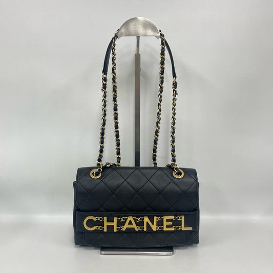 Chanel - Chanel Lettering Flap Bag - Lambskin leather - Black with Gold-Tone Hardware - (small)