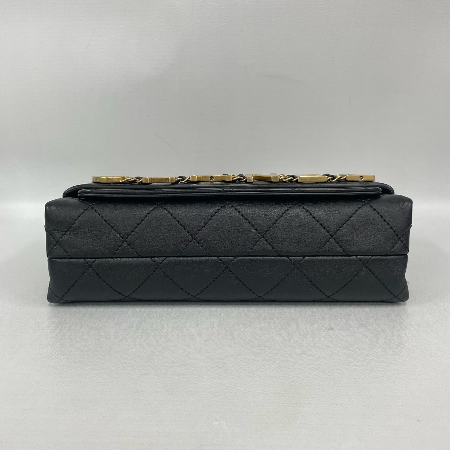 Chanel - Chanel Lettering Flap Bag - Lambskin leather - Black with Gold-Tone Hardware - (small)